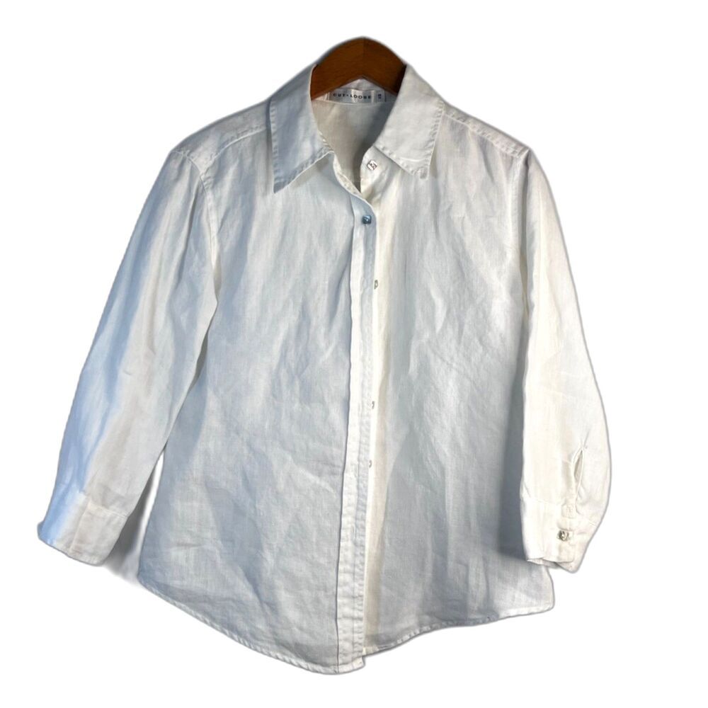 Cut Loose Linen Basic White Button Front Top Casu… - image 8